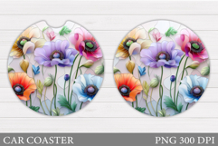 Floral Coaster Design. Flowers Car Coaster Sublimation Product Image 1