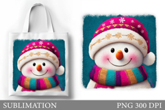 Snowman Tote Bag Design. Christmas Tote Bag Sublimation Product Image 1