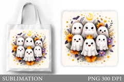 Cute Ghost Tote Bag Design. Cute Ghost Sublimation Product Image 1