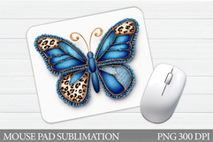Denim Butterfly Mouse Pad Design. Butterfly Sublimation Product Image 1