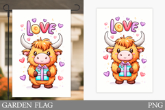 Valentines Cow Garden Flag. Valentines Garden Flag Design Product Image 1