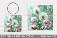 Flowers Keychain Sublimation. Floral Keychain Design Product Image 1