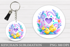 Easter Chick Keychain Sublimation. Easter Keychain Design Product Image 1