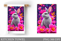 Cute Bunny Kitchen Towel Design. Cute Bunny Sublimation Product Image 1