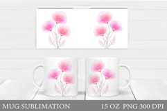 Flowers Mug Sublimation. Floral Mug Wrap Design Product Image 1