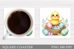 Easter Chick Coaster Design. Easter Eggs Coaster Sublimation Product Image 1