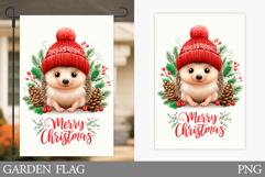 Christmas Hedgehog Garden Flag. Christmas Garden Flag Design Product Image 1