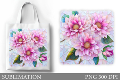 Flowers Tote Bag Design. Floral Tote Bag Sublimation Product Image 1