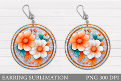 Floral Earring Sublimation. Flowers Earring Design Product Image 1