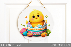 Easter Chick Door Sign Design. Easter Door Sign Sublimation Product Image 1