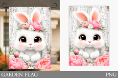 Cute Bunny Garden Flag. Summer Garden Flag Design Product Image 1