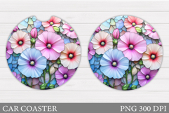Floral Coaster Design. Flowers Car Coaster Sublimation Product Image 1