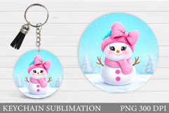 Cute Snowman Keychain Sublimation. Christmas Keychain Design Product Image 1