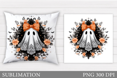 Ghost Pillow Design. Halloween Pillow Sublimation Product Image 1