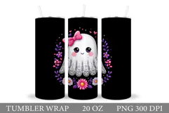 Cute Ghost Tumbler Sublimation. Halloween Tumbler Design Product Image 1