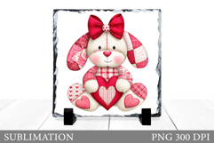 Patchwork Bunny Sublimation. Valentines Bunny Slate Design Product Image 1