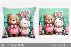 Christmas Bear Pillow Design. Christmas Bunny Pillow Product Image 1