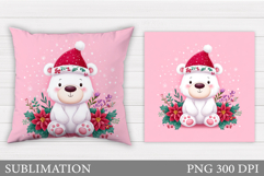 Polar Bear Pillow Design. Christmas Pillow Sublimation Product Image 1