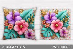 Flowers Pillow Design. Floral Pillow Sublimation Product Image 1