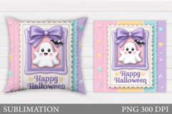 Cute Ghost Pillow Design. Cute Ghost Sublimation Product Image 1