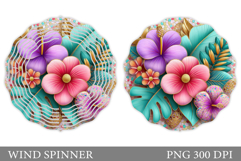 Floral Wind Spinner Sublimation. Flowers Wind Spinner Design Product Image 1
