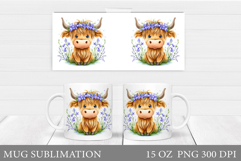 Summer Cow Mug Wrap Design. Cute Cow Mug Sublimation Product Image 1