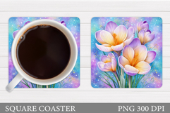 Flowers Crocus Coaster. Spring Flowers Coaster Sublimation Product Image 1