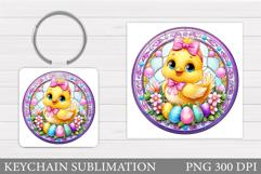 Easter Chick Keychain Sublimation. Easter Keychain Design Product Image 1