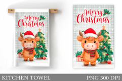 Christmas Cow Kitchen Towel. Christmas Kitchen Towel Design Product Image 1