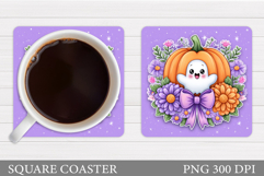 Cute Ghost Coaster Design. Cute Halloween Coaster Product Image 1