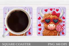 Valentines Cow Coaster Design. Valentines Square Coaster Product Image 1