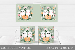 Ghost Mug Sublimation. Halloween Mug Design Product Image 1