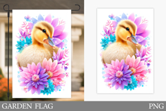 Cute Duck Garden Flag Design. Duck Flowers Garden Flag Product Image 1