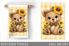 Cute Bear Kitchen Towel. Bear Flowers Kitchen Towel Design Product Image 1