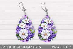 Flowers Earring Design. Floral Earring Sublimation Product Image 1