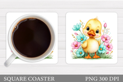 Spring Duck Coaster Design. Spring Coaster Sublimation Product Image 1