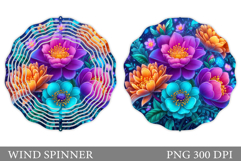 Flowers Wind Spinner Design. Floral Wind Spinner Sublimation Product Image 1