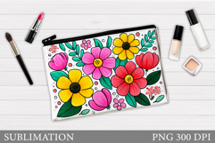 Flowers Makeup Bag Design. Flowers Cosmetics Bag Sublimation Product Image 1