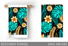Tropical Leaves Kitchen Towel. Tropical Kitchen Towel Design Product Image 1