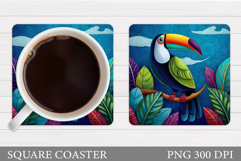 Toucan Coaster Design. Toucan Flowers Coaster Sublimation Product Image 1