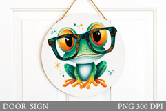 Cute Frog Door Sign Design. Frog Sublimation Product Image 1