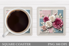 Flowers Coaster Sublimation. Floral Coaster Design Product Image 1
