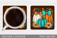 Pumpkin Coaster Design. Fall Coaster Sublimation Product Image 1