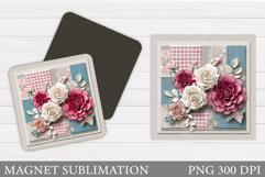 Flowers Magnet Design. Floral Magnet Sublimation Product Image 1