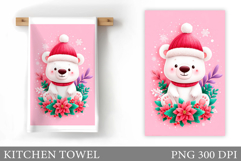 Polar Bear Kitchen Towel. Christmas Kitchen Towel Design Product Image 1