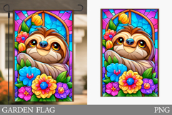Cute Sloth Garden Flag Design. Cute Sloth Sublimation Product Image 1