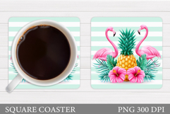 Flamingo Coaster Design. Summer Coaster Sublimation Product Image 1