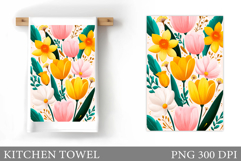 Floral Kitchen Towel Design. Flowers Kitchen Towel Product Image 1