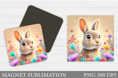 Cute Bunny Magnet Design. Cute Bunny Sublimation Product Image 1