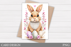 Easter Bunny Card Printable. Easter Card Design Product Image 1